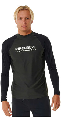 2024 Rip Curl Mens Shock UV Long Sleeve Rash Vest 146MRV - Black Marle