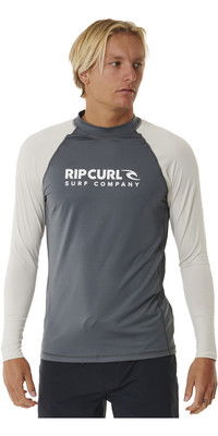 2024 Rip Curl Hombres Shock UV Chaleco De Lycra De Manga Larga 146MRV - Dark Grey