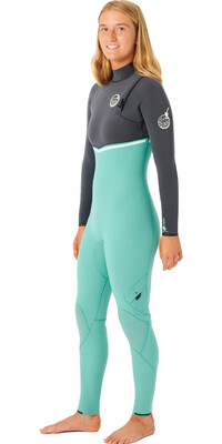 2023 Rip Curl Womens E-Bomb 4/3mm Zip Free Wetsuit WSMYIG - Green