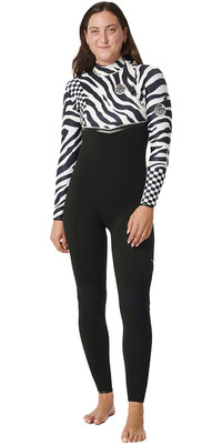 2024 Rip Curl Mujer E-Bomb 3/2mm Zip Free Neopreno 14NWFS - Black / White