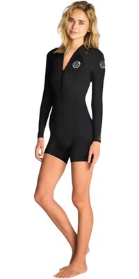 2024 Rip Curl Mujer G-Bomb 1mm Manga Larga Front Zip Traje De Primavera Neopreno 129WSP - Black