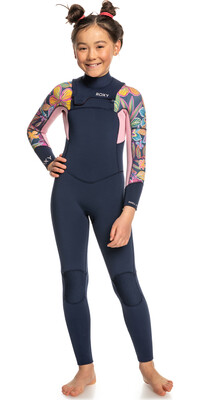 2024 Roxy Chicas Swell Series 4/3mm Gbs Chest Zip Neopreno ERGW103058 - Mood Indigotrue Paradise