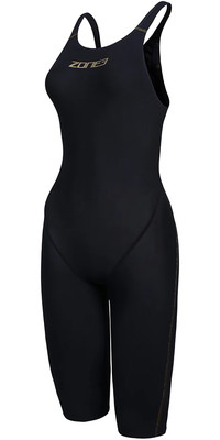 2024 Zone3 Mujer Performance Speed Zipfree Sin Mangas Shorty Swim Kneeskin SW18WFKX101 - Black / Gold