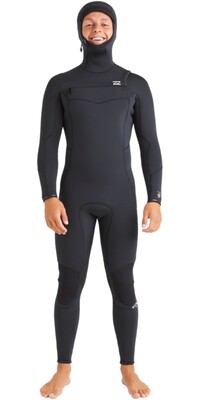 2024 Billabong Hombres Absolute Natural 5/4mm Con Capucha Chest Zip Neopreno ABYW200120 - Black