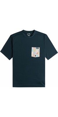 2024 Billabong Hombres Camiseta De Surf De Manga Corta Con Bolsillo Team UV50 EBYWR03004 - Navy