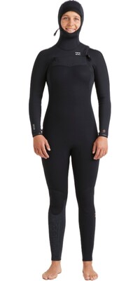 2024 Billabong Womens Furnace Natural 5/4mm Hooded Chest Zip Wetsuit ABJW100218 - Black