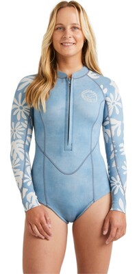 2024 Billabong Mujer Salty Dayz Natural 2mm Manga Larga Traje De Primavera ABJW400129 - Blue Shadow