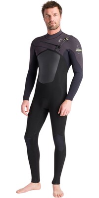 2024 C-Skins Hombres NuWave ReWired 4/3mm Chest Zip Neopreno C-NRW43MCZ - Black / Black X / Meteor