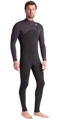 2024 C-Skins Mens NuWave Session 5/4/3mm Chest Zip Wetsuit C-NSE54MCZ - Black / Meteor x / Rust