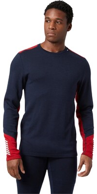 2024 Helly Hansen Mens Lifa Merino Midweight Crew Base Layer 49364 - Navy