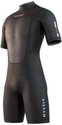 2025 Mystic Mens Brand 3/2mm Back Zip Flatlock Shorty Wetsuit 35000.250035 - Black