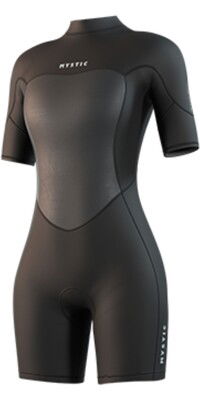 2025 Mystic Womens Brand 3/2mm Back Zip Flatlock Shorty Wetsuit 35000.250064 - Black