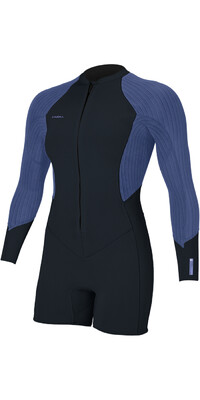 2024 O'Neill Mujer Hyperfreak 2/1.5mm Manga Larga Front Zip Traje De Primavera 5562 - Carbon / Lilly