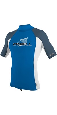 2024 O'Neill Youth Premium Skins Chaleco De Lycra De Manga Corta Y Cuello Alto 4520 - Ocean / White / Copen Blue