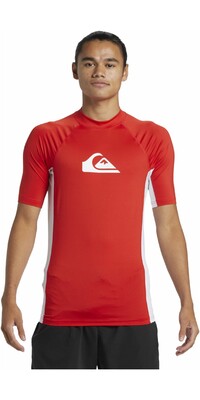 2024 Quiksilver Mens Everyday Comp UV50 Short Sleeve Rash Vest AQYWR03141 - High Risk Red