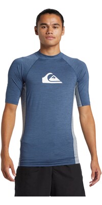 2024 Quiksilver Mens Everyday Comp UV50 Short Sleeve Rash Vest AQYWR03141 - Vintage Indigo Heather