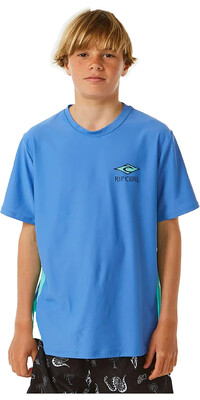 2024 Rip Curl Chicos Lost Islands Logo UPF Chaleco De Lycra De Manga Corta 12DBRV - Blue Yonder