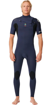 2024 Rip Curl Mens Dawn Patrol Performance 2mm Short Sleeve Chest Zip Wetsuit 15LMFS - Dark Navy