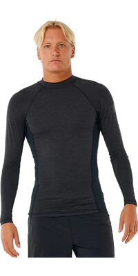 2024 Rip Curl Hombres Dawn Patrol Performance UPF Chaleco De Lycra De Manga Larga 14AMRV - Black Marled