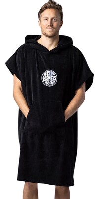 2024 Rip Curl Mens Logo Hooded Towel Changing Robe / Poncho 00GMTO - Negro