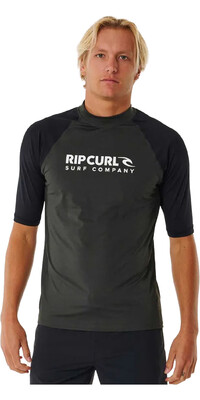 2024 Rip Curl Hombres Shock UV Chaleco De Lycra De Manga Corta 147MRV - Black Marled