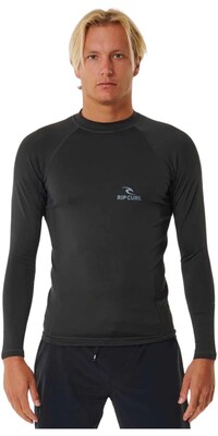 2024 Rip Curl Hombres Stack UPF Perf Chaleco De Lycra De Manga Larga 148MRV - Washed Black