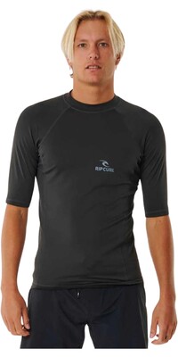 2024 Rip Curl Hombres Stack UPF Perf Chaleco De Lycra De Manga Corta 149MRV - Washed Black