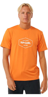 2024 Rip Curl Hombres Grapadora UPF Chaleco De Lycra De Manga Corta 14UMRV - Mandarin Red