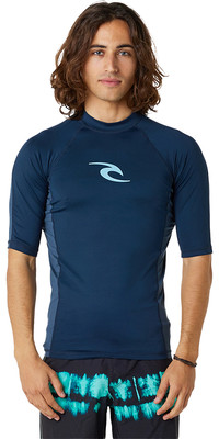 2024 Rip Curl Hombres Waves UPF Performance Chaleco De Lycra De Manga Corta 142MRV - Dark Navy