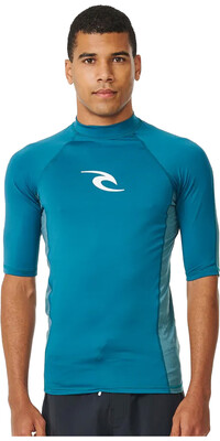 2024 Rip Curl Hombres Waves UPF Performance Chaleco De Lycra De Manga Corta 142MRV - Deep Ocean