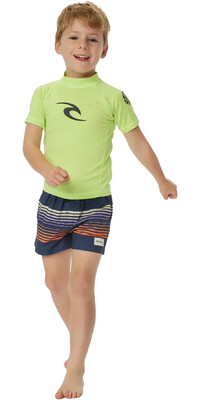 2024 Rip Curl Infantes Brand Wave UPF Chaleco De Lycra De Manga Corta TNQTRV - Lime