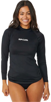 2024 Rip Curl Mujer Classic Surf UPF Chaleco De Lycra De Manga Larga 15IWRV - Black