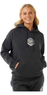 2024 Rip Curl Mujer Sudadera Con Capucha Icons Of Surf Heritage 06NWFL - Washed Black