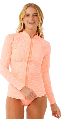 2024 Rip Curl Mujer Sun Chaser Chaleco De Lycra De Manga Larga Con Cremallera 16EWRV - Coral