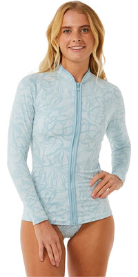 2024 Rip Curl Womens Sun Chaser Long Sleeve Zip Rash Vest 16EWRV - Blue