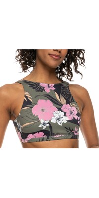 2024 Roxy Mujer Pro The Pop Up Crop Top Bikini Top ERJX305249 - Anthracite Classic Pro Surf