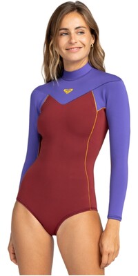 2024 Roxy Womens Rise 1.5mm Long Sleeve Back Zip Cheeky Spring Wetsuit ERJW603027 - Pomegranate