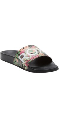 2024 Roxy Womens Slippy Slider Sandals ARJL100679 - Black / Pink / Soft Lime