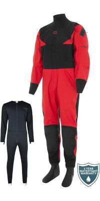 2024 Typhoon Hypercurve 4 Back Zip Drysuit & Underfleece 100179 - Red / Black