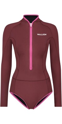 2024 Wallien Womens Horizonia Yulex 1.5mm Front Zip Springsuit Wetsuit 101006011 - Red