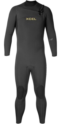 2024 Xcel Hombres Comp 4/3mm Chest Zip Neopreno MN43ZXC4BK - Black