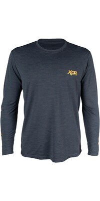 2024 Xcel Mens Heathered VentX Retro Solid Long Sleeve UV Tee MLM626G2 - Black