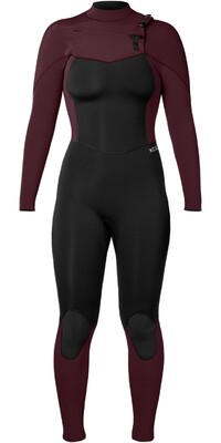 2024 Xcel Mujer Comp 4/3mm Chest Zip Neopreno WN43ZXC4W - Black / Wine