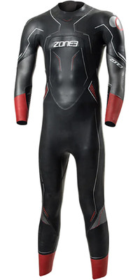 2024 Zone3 Hombres Aspire Back Zip Swim Neopreno WS22MASP101 - Black / Red