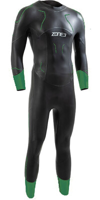 2024 Zone3 Hombres Terraprene Vision Back Zip Swim Neopreno WS24MVIS101 - Black / Forest Green