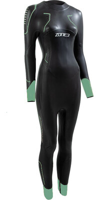 2024 Zone3 Mujer Terraprene Vision Back Zip Swim Neopreno WS24WVIS101 - Black / Eucalyptus Green