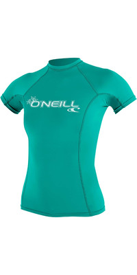 2024 O'Neill Womens Basic Skins Short Sleeve Crew Rash Vest 3548 - Light Aqua