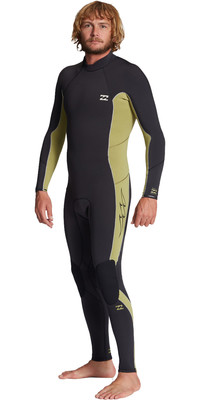 2024 Billabong Mens Absolute 3/2mm Flatlock Back Zip Wetsuit ABYW100211 - Cactus