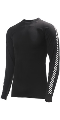 2024 Helly Hansen Lifa Stripe Crew Neck Base Layer Top Black 48800