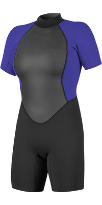 2024 O'Neill Women Reactor II 2mm Back Zip Shorty Wetsuit 5043 - Black / Cobalt